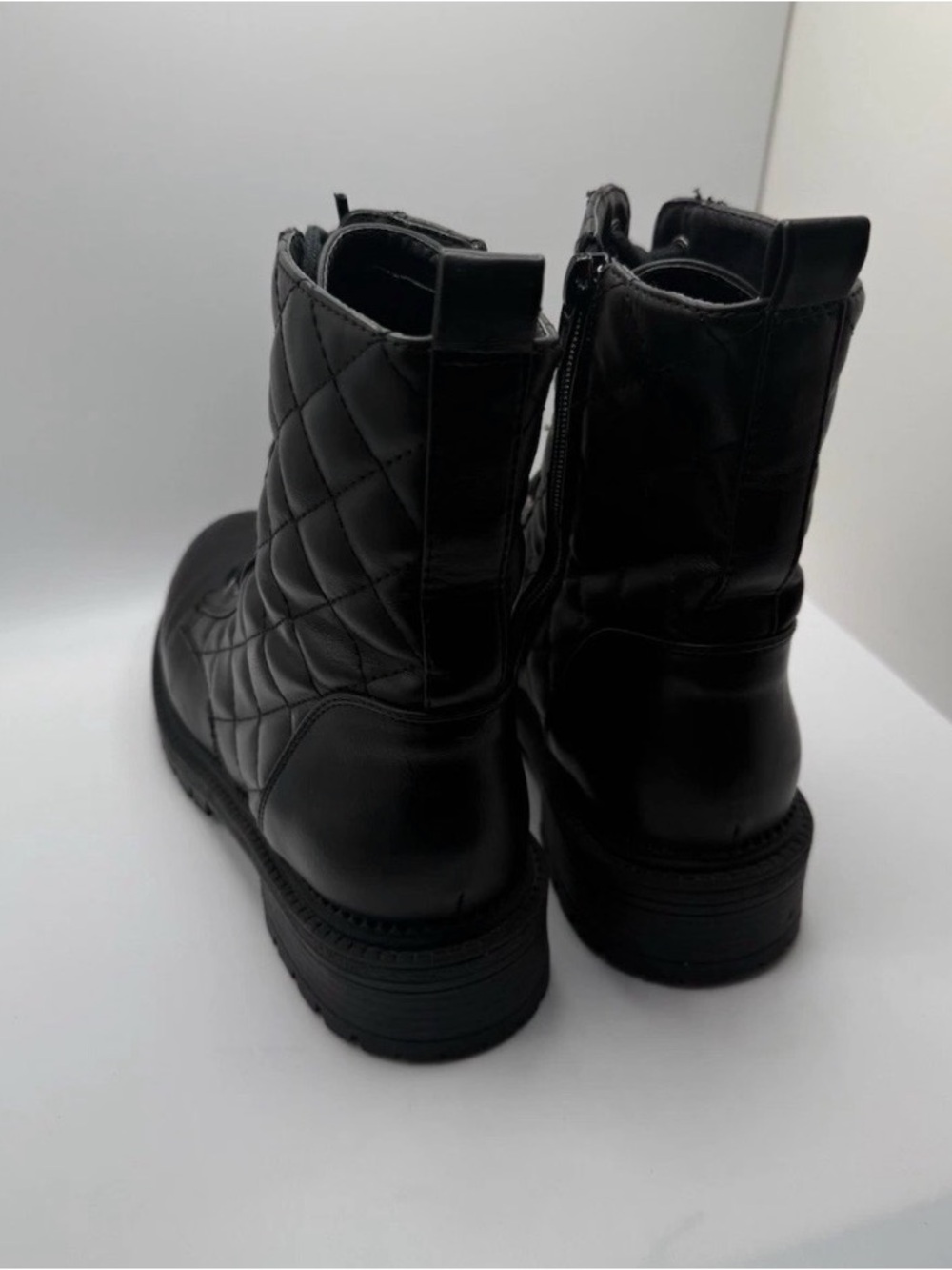 Women's Combat Boots Sz 7.5 Rock & Candy Quilted Black Zip - Picture 8 of 8